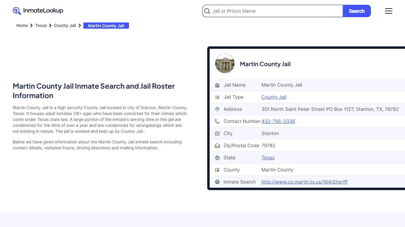 Martin County Jail (TX) Inmate Search Texas - Inmate Lookup